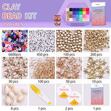 HTVRONT 7500 PCS Clay Bead Kit - 24 Colors Clay Beads Bracelet Kit, Clay Beads for Jewelry Making, Flat Clay Bead Bracelet Kit with Charms, Clay Bead Set Jewelry Making Supplies