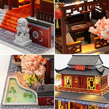 Roroom Dollhouse Miniature with Furniture,DIY 3D Wooden Doll House Kit Chinese Style Plus with Dust Cover and Music Movement,1:24 Scale Creative Room Idea Best Gift for Children Friend Lover