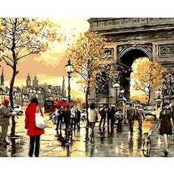 DIY Premium Acrylic Painting by Numbers Kit | Framed on Canvas Large 16"x20" | Ideal for Beginners, New and Advanced Painters | Mounting Hardware Included | Triumphal Arch in Europe