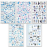 Butterfly Nail Art Stickers Decals Blue Butterflies Flowers 3D Nail Sticker Summer Floral Leaves Adhesive Transfer Decal Slider Nail Decorations for Acrylic Nails DIY Nail Art Supplies 10 Sheets