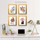 Fashion artwork prints of my watercolor painting, a set of 4 prints (NO FRAME), 5"x 7", 8"x 10", 9"x 12", 11"x 14" and 12"x 16"