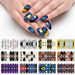 TailaiMei 12 Sheets Halloween Nail Wraps Stickers Nail Polish Strips Self-Adhesive Full Wraps with 2 pcs Nail Files for DIY Nail Art Decals (Specter Style)