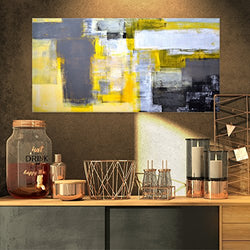 Designart Grey and Yellow Blur Abstract-Canvas Art Print, 32x16