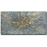 AZAVY Art,24x48 Inch 100% Hand Painted Contemporary Art Golden Blue Oil Paintings on Canvas Abstract Wall Art Modern Textured Artwork Art Wood Inside Framed Hanging Wall Decoration Abstract Painting