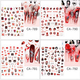 8 Sheets Halloween Nail Art Stickers 3D Ghost Face Nail Decals Horror Bloody Scar Zombie Ghost Skull Clown Evil Blood Spooky Vampire Nail Stickers for Women Girls Halloween Nail Designs Supplies