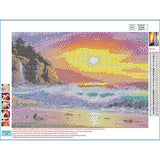 Ledio DIY 5D Diamond Painting Dusk Ocean Number Kits, Painting Cross Stitch Full Drill Crystal Rhinestone Embroidery Pictures Arts Craft for Home Wall Decor Gift (40x30cm/16x12in)