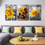 3 Piece Wall Art for Bedroom Canvas Prints Artwork Bathroom Wall Decor Black and White Sunflower wall decorations for Living Room,16x24 inch/piece,3 Panels Pastoral scenery Home decoration painting