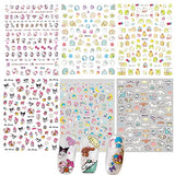 6 Sheets Mixture Cute Kawaii Cartoon Nail Art Stickers Decal for Nail Art,3D Self Adhesive Nail Design Nail Art Supplies Cute Nail Decals for Women Girls Kids…