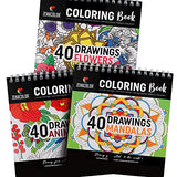 Set of 160 Colored Pencils & 3 Coloring Books for Adults & Kids: Animals, Mandalas, Flowers - Color Pencils Set for Artists with Cardboard Case - Hobbies for Anxiety & Stress Relief