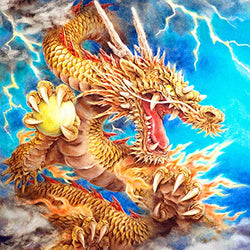 Tezmok 5D Diamond Painting Kit Full Drill Golden Chinese Dragon Crystal Rhinestone Dimond Art Painting for Adults & Kids