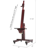 MEEDEN Artist Deluxe Tilting Easel, Professional Studio Easel, Extra Large Painting Easel Display Easel, Rosewood Finished, Holds Canvas Art up to 71" High