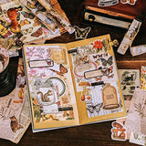 400 Pieces Vintage Scrapbook Supplies Journaling Scrapbooking Stickers Paper Kit for Bullet Journals Junk Journal Art Craft Antique Aesthetic DIY Collage Album Picture Frames (Forest + World Memory)