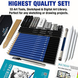 Drawing Pencils Art Supplies – 35 Sketching Tools Set – Each Art Kit Includes BONUS Drawing Pad and