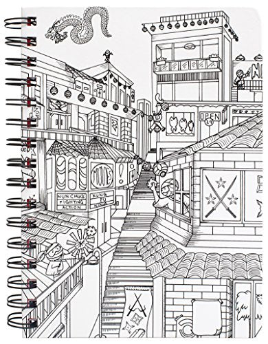 American Crafts Adult Coloring Books 6 x 8.25" Spiral Notebook Ninja 80 Sheets