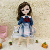 1/6 Ball 20 Jointed Dolls Full Set with Fashion Clothes Soft Wig 3D Big Brown Eyes Doll Toys for Girl Gift