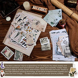 192 Pieces Vintage DIY Scrapbooking Stickers Adhesive Journaling Scrapbook Paper Antique Retro Flower Washi Paper Decals Decorative Natural Collection Scrapbook Supplies for Notebook Album Invitations