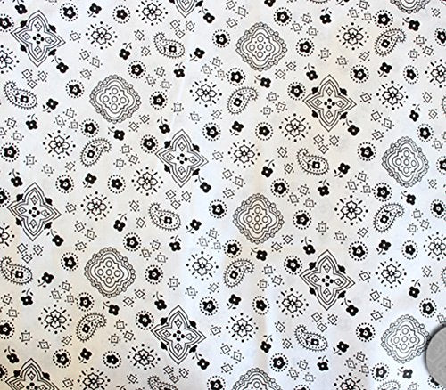 Polycotton Fabric Printed PAISLEY PATTERN WHITE / 60" Wide / Sold by the Yard