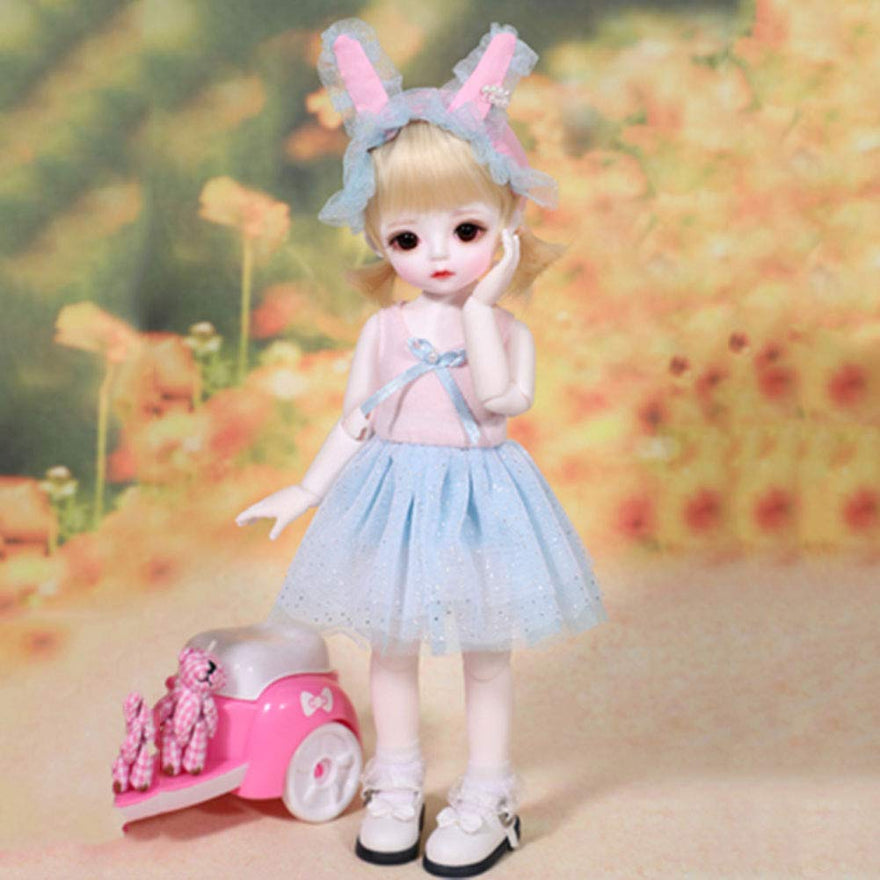 BJD Doll 1/6 Children Toys with Full Set Clothes Shoes Wig Makeup 12 Ball Jointed Doll - 26cm/10inch,C