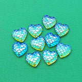 12 Mermaid Charms Green Scale Resin Cabochon 16mm x 16mm Z240 Jewelry Making Supply Pendant