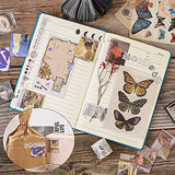 800 Piece Vintage Bulk Scrapbooking Journaling Stickers Supplies &10 Rolls Stickers &1 Mini Craft Scissor, Decorative Nature Retro Collection, Paper Stickers for DIY Art Craft Bullet Journals