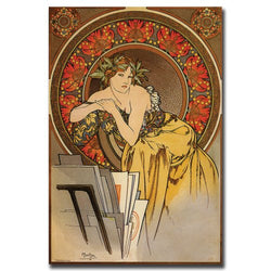 Mucha by Alphonse Mucha, 18x24-Inch Canvas Wall Art