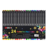 ZSCM 24 Colors Fineliner Pens 0.4mm Fine Point Markers Drawing Pen Set for Bullet Journal Writing Note Taking Calendar Books Art Projects (24 Colors)