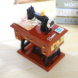 Aimik Sewing Music Box, Vintage Music Box Mini Sewing Machine Style Mechanical Birthday Gift Table Decor
