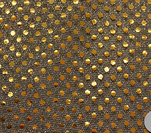Sequin Fabric Small Dots 42" Wide Sold By The Yard (BLACK GOLD)