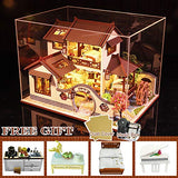 CUTEBEE Dollhouse Miniature with Furniture, DIY Dollhouse Kit Plus Dust Proof and Music Movement, 1:24 Scale Creative Room for Valentine's Day Gift Idea (Brown)