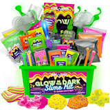 Original Stationery Glow in The Dark Slime Kit for Boys to Make Neon Crunchy Slime, Floam and Jelly Cube Slime, 39 Piece Kit with Lots of Glitter Add in’s, Slime Kit Gifts for Girls 10-12 Years Old