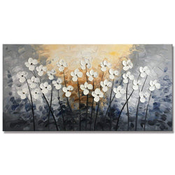 Yihui Arts Hand Painted Texture Large Oil Painting on Canvas Flower Wall Art for Living Room Decor Contemporary Artwork Framed Ready to Hang (20Wx40L)