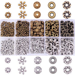 Antique Tibetan Silver Bronze Spacer Beads Box Kit 500pcs Jewelry Findings Beading Assortment