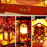 WYD Chinese Wedding Scene Jewelry Box, Wooden DIY Assembled Dollhouse Kit, Scene Building Model for Birthdays and Festive Gifts for Loved Ones and Friends