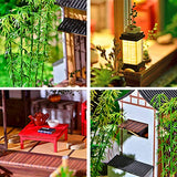 Dollhouse Miniature with Furniture,DIY 3D Wooden Doll House Kit Chinese Retro Courtyard Style Plus with Dust Cover and LED,1:24 Scale Creative Room Idea Best Gift for Children Friend Lover BM850