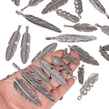 PandaHall Elite 1 Box of About 30pcs Nickel and Lead Free Tibetan Style 6 Kinds Feather Charm