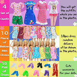 KIDWANNT 24 Pcs Doll Clothes and Accessories Set for 11.5 Inch Dolls Girls Kids Party Favors,Includes 4 Fashion Outfits,10 Dresses and 10 Shoe