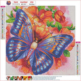 MXJSUA Butterfly Diamond Painting Kits for Adults,Flowers Diamond Art Kits,5D Paint with Diamond Full Round Drill Gem Art,Blue Butterfly Flowers Diamond Art Painting Kits (14x14/35x35cm)