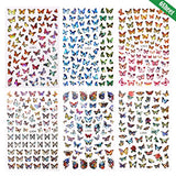 Butterfly Nail Art Stickers Decals Colorful Spring Holographic Butterfly Nail Accessories Exquisite Nail Art Supplies for Women Girls Nail Art Decorations Manicure Nail Decor 6Sheet