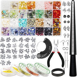 Bealkimm Ring Jewelry Making Kit with 28 Colors Crystal Beads - 2000Pcs Crystal Jewelry Making Kits with Letter Bead, Pliers, Earring, Jewelry Wire and Gemstone Beads