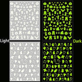 Halloween Nail Stickers, Glow in The Dark Nail Decals 3D Self-Adhesive Fluorescent Nail Art Stickers Pumpkin Bat Ghost Witch Skull Nail Design DIY Nail Decoration for Halloween Party (6Sheets)