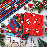 20 Pieces Christmas Fabric Fat Quarters Christmas Fabric Bundles Precut Fabric Squares Christmas Tree Snowflake Printed Fabric Scraps for Dress Apron DIY Crafts (Fresh Pattern, 16 x 20 Inch)
