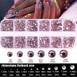 BELICEY Pink Crystal Rhinestones for Nails Kit Shiny Nail Stones Gems Multi Size Shape Nail Art Rhinestones Glass Flatback Diamonds Gems for Nail Jewels DIY Clothing Crafts Jewelry Accessories