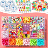 700pcs 24 Style Of Cute Clay Beads Jewelry Bracelet Making Kit For Birthday Gift For Women Girls Diy Arts And Crafts Bracelet Necklace Accessories With Fruit Smiley letter Butterfly Pearl Flower Beads