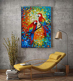 YaSheng Art -Parrot Paintings Landscape Oil Painting On Canvas Textured Tree Abstract Contemporary Art Wall Paintings Handmade Painting Home Office Decorations Canvas Wall Art Painting 24x36inch