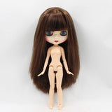 ASDAD BJD Nude Doll 1/6 SD Doll Blyth Nude Doll Blyth Joint 1/6 Doll Browm Straight Hair White Skin BJD 30cm Suitable for DIY,A