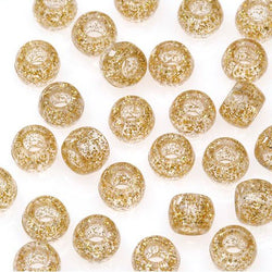 Bulk Buy: Darice DIY Crafts Pony Beads Plastic Glitter Gold 6 x 9mm 245 pieces (6-Pack) 06312-8-22