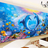 RAILONCH 5D DIY Diamond Painting by Number Kits, Full Drill Wonderful Ocean World Dolphin Paint with Diamonds Kits, Crystal Rhinestone Embroidery Arts Craft (100 x 60 cm)