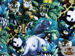 Fleece Printed Fabric Animal Safari Packed / 58 Wide / Sold By the Yard Sl-529