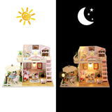 TODY Pink DIY Miniature Dollhouse Kit DIY Attic Kit with Furniture Romantic Artwork Gift Mini Wooden Dollhouse with Led Light Sweet Cute Girls Toy Birthday Manual Educational Kit