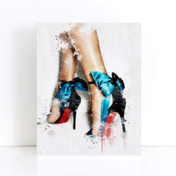 Designer Red Sole shoes fashion wall art pint poster watercolor 619
